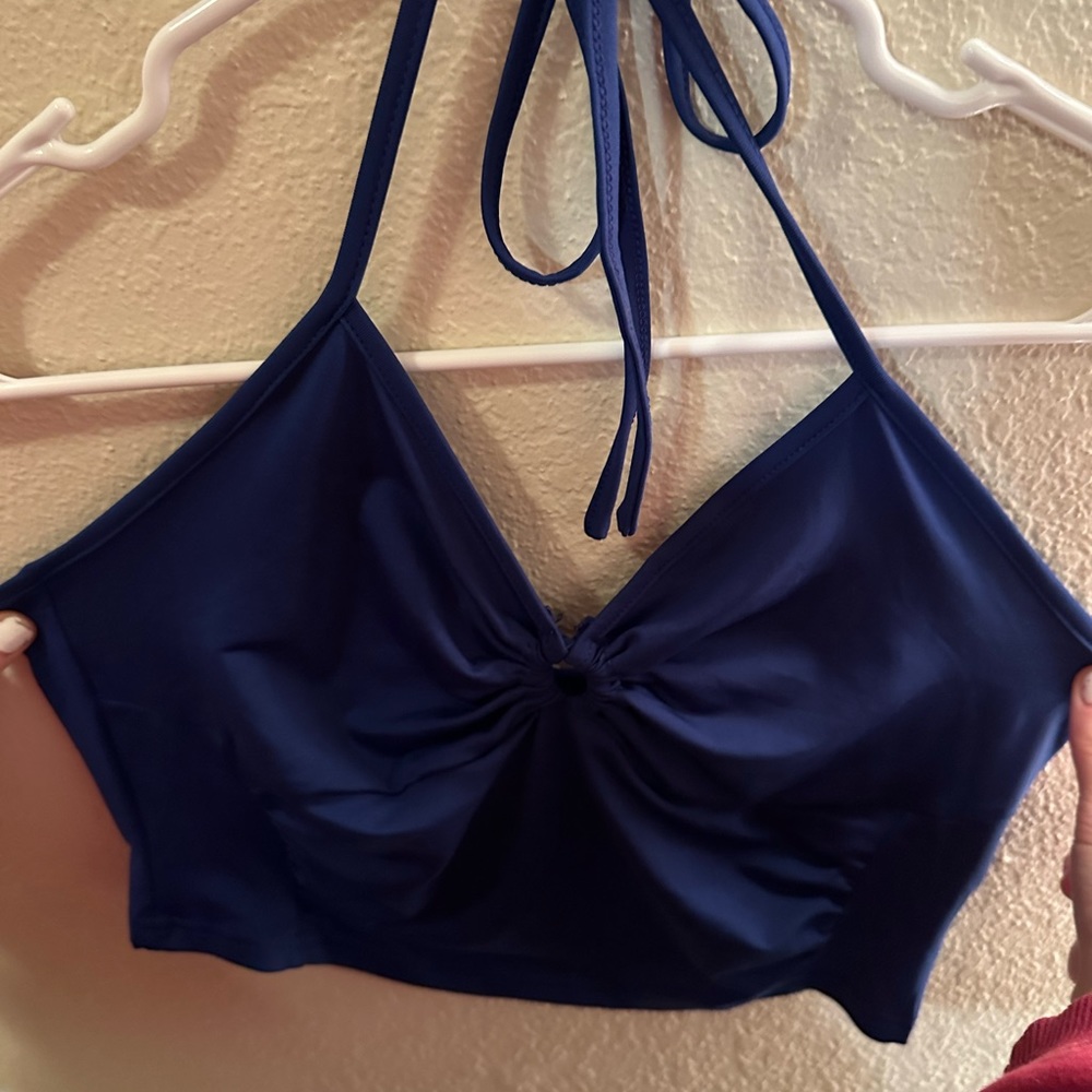 Blue Cropped Halter Top